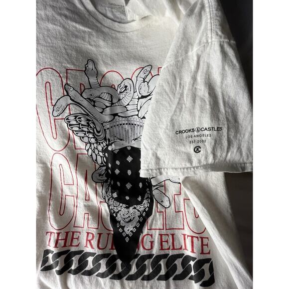 Crooks Castles Shirt Mens Large White Medusa Band Tee The Ruling Elite - Picture 1 of 5